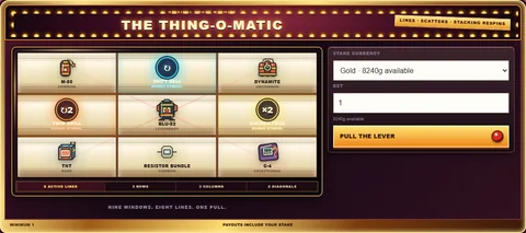 Illuminated Thing-O-Matic casino reels and betting controls